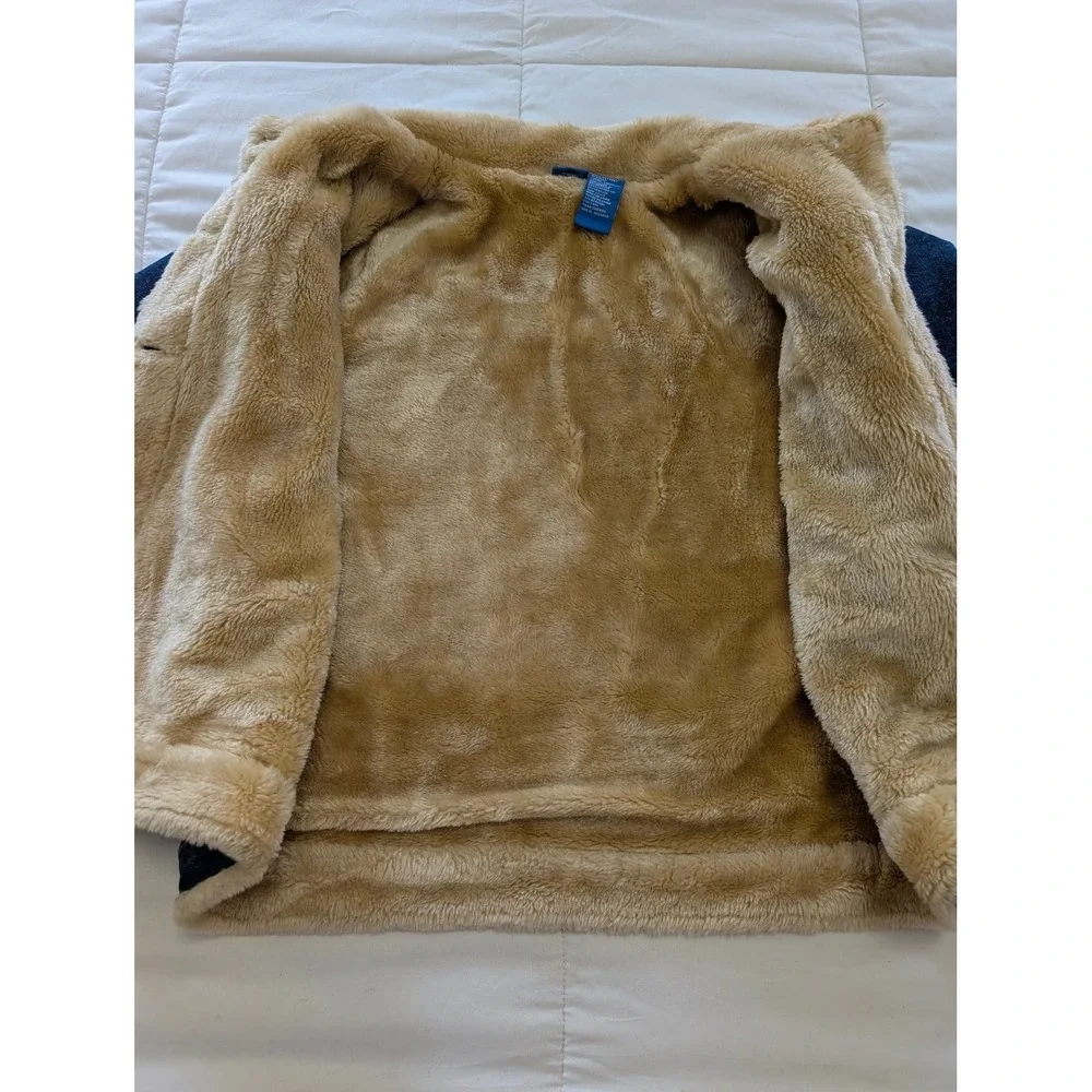 Disney Tinkerbell Feisty Denim Jacket Blue Sherpa Lined Y2K Medium Vintage Style - Picture 5 of 10